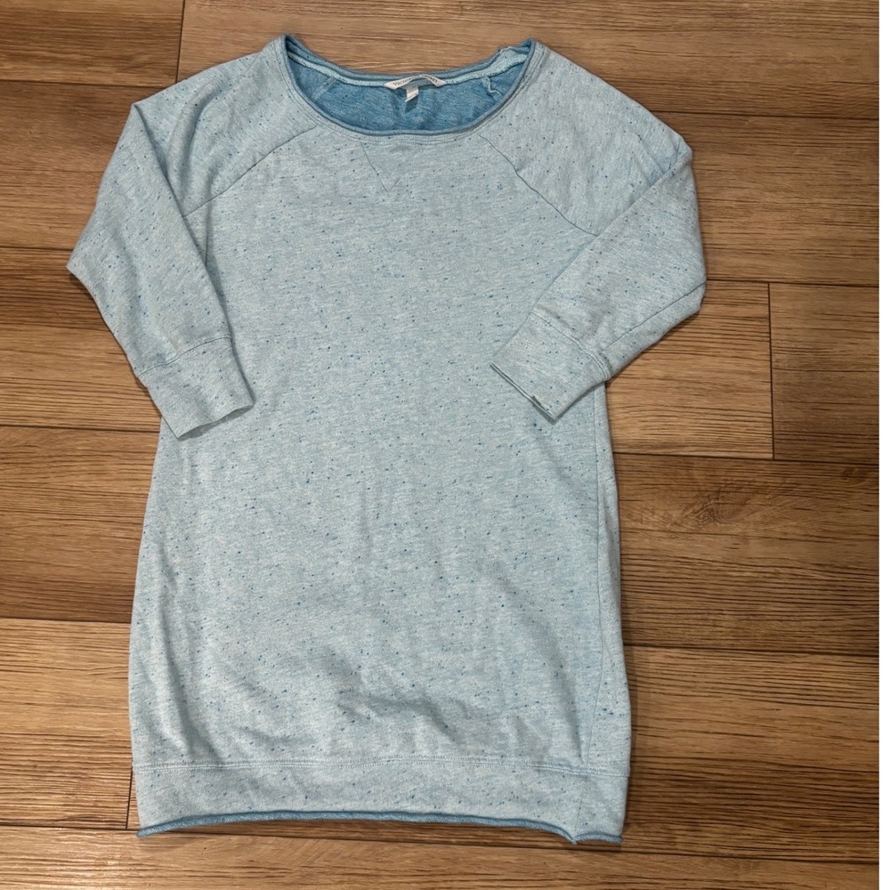 Victorias Secret Blue Speckled Sweatshirt Dress‎ XS Raglan Sleeve French Terry